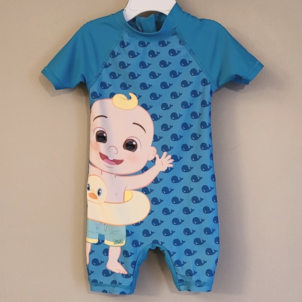 CoComelon blue rashguard one piece swimsuit